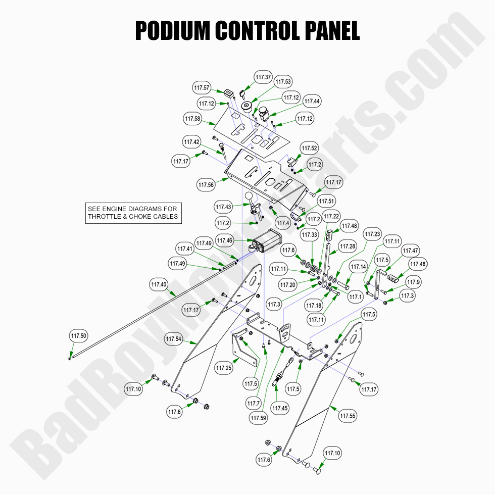 2937 - Bad Boy Mower Parts Lookup > 2022 > Walk Behind > Podium Control Panel